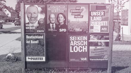 Wahlplakate zur Europawahl 2024 in München. 