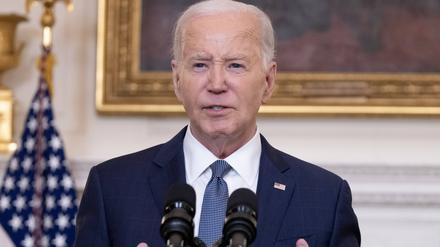 US President Joe Biden delivers remarks on the conviction of former US President Donald J. Trump on 34 felony counts in his hush-money trial, before announcing a proposal for a cease-fire between Israel and Hamas in the State Dining Room of the White House in Washington, DC, on May 31,2024. 