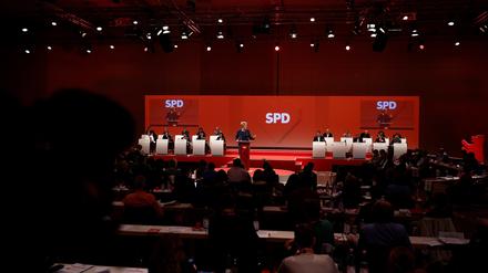 Franziska Giffey spricht bei dem Landesparteitag der SPD Berlin im November 2022.