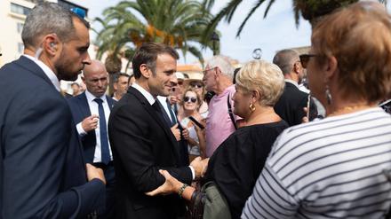 Präsident Emmanuel Macron in Ajaccio bei einem dreitägigen Besuch im September 2023.