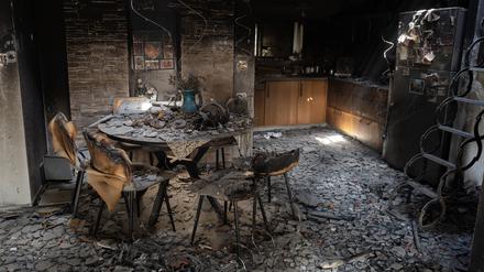 Der Rest einer Küche im Kibbuz Be’eri nach dem Massaker der Hamas am 7. Oktober, dem allein hier 100 Bewohner zum Opfer fielen.