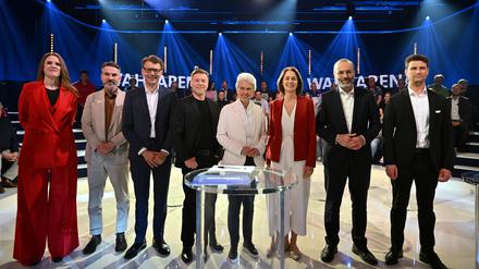 Insgesamt acht Kandidatinnen und Kandidaten zur Europawahl traten am Donnerstagabend bei der „ARD-Wahlarena“ an. 