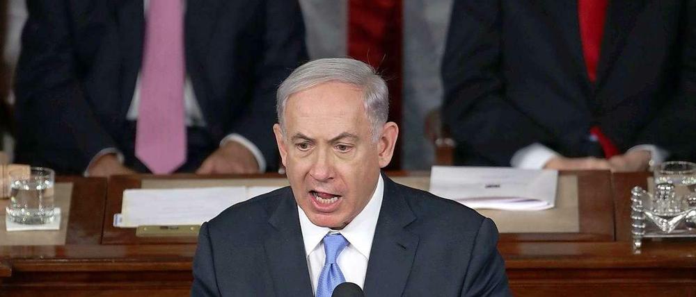 Israels Ministerpräsident Benjamin Netanjahu am Dienstag vor dem US-Kongress.