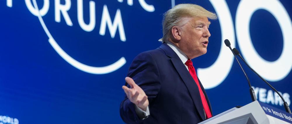 Fokus auf die US-Wirtschaft: Präsident Trump bei seiner Rede in Davos