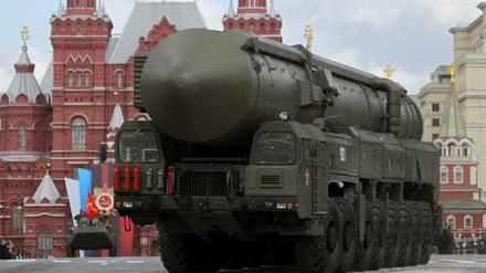 Eine moderne strategische russische Atomrakete vom Typ Topol-M.