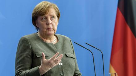 Angela Merkel während der Pressekonferenz mit dem belgischen Premierminister Charles Michel im Bundeskanzleramt.