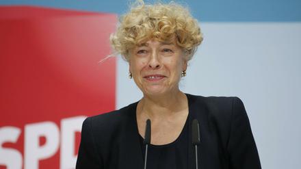 Die frühere Bundespräsidentschaftskandidatin Gesine Schwan während der Veranstaltung - 60 Jahre Grundgesetz - im Willy-Brandt-Haus in Berlin.