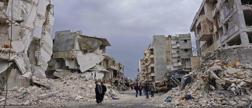 Die Rebellenhochburg Idlib im Nordwesten Syriens nach einem Luftangriff im März 2019.