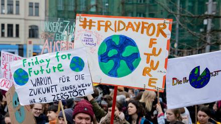 Jugendliche Teilnehmer der Klima-Kundgebung "Friday for Future" in Berlin