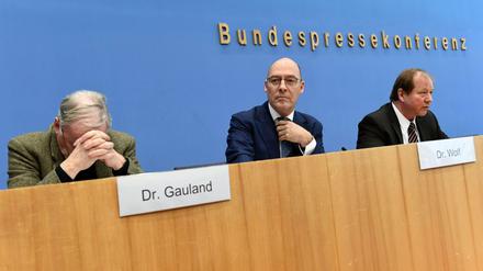 Der AfD-Ehrenvorsitzende Alexander Gauland und die beiden Hamburger AfD-Politiker Alexander Wolf und Dirk Nockemann.
