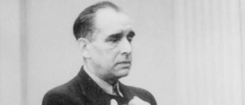 Der Sozialdemokrat und Widerstandskämpfer Julius Leber während des Prozesses im Herbst 1944.