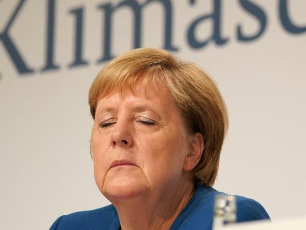 Kanzlerin Angela Merkel (CDU) bei einer Pressekonferenz nach der Sitzung des Klimakabinetts