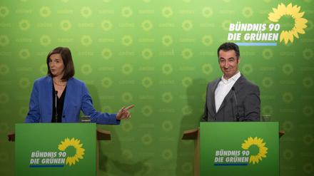 Katrin Göring-Eckardt und Cem Özdemir auf einer Pressekonferenz in Berlin vor wenigen Tagen