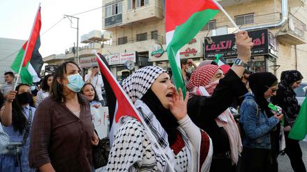 Palästinenser demonstrieren in Bethlehem im Westjordanland.