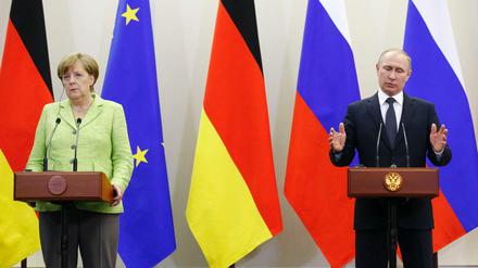 Bundeskanzlerin Angela Merkel und der russische Präsident Wladimir Putin in Sotschi. 