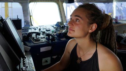 Carola Rackete, deutsche Kapitänin der „Sea-Watch 3, aufgenommen an Bord des Rettungschiffs.