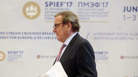 Altkanzer Schröder 2017 in St. Petersburg beim International Economic Forum. 