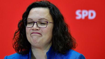 Andrea Nahles, SPD-Chefin, am Tag nach dem Bayern-Debakel.