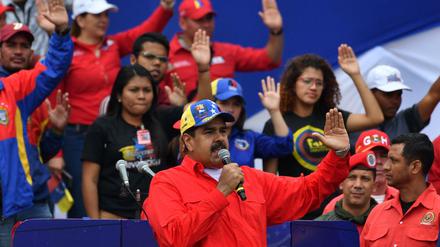 Präsident Nicolas Maduro spricht zu seinen Anhängern.