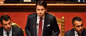 Regierungschef Giuseppe Conte erklärt seinen Rücktritt im Senat in Rom.