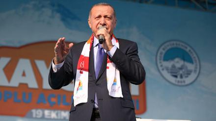 Der türkische Präsident Recep Tayyip Erdogan bei einer Veranstaltung in Kayseri. 