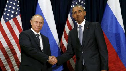 Versteinerte Mienen: Russlands Präsident Wladimir Putin (links) und US-Präsident Barack Obama kamen am Rande UN-Vollversammlung zum Gespräch zusammen.