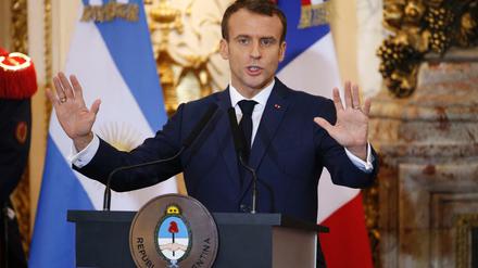Frankreichs Präsident Emmanuel Macron in Argentinien. 