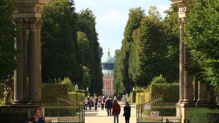 Besucher im Park von Schloss Sanssouci  in Potsdam.