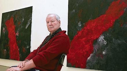 Verwerfungen, Brüche und Erosionen. Für die abstrakten Arbeiten der Potsdamer Geschichten bevorzugte der niederländische Maler Armando vor allem die Farben Grau, Schwarz, Rot und Grün.