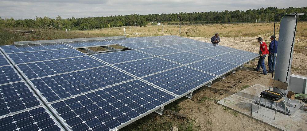 Solaranlage bei Treuenbrietzen. In ländlichen Gegenden wird mehr Strom erzeugt als dort verbraucht wird. Foto: