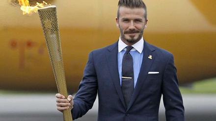 Die Fackel durfte David Beckham tragen, das Trikot der britischen Fußballer allerdings nicht.