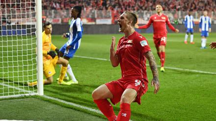 Jubelt Unions Sebastian Polter auch am Freitagabend wieder über einen Sieg gegen Hertha?