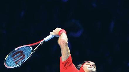 Augen zu und durch. Auch Federer ist am Saisonende am Ende seiner Kräfte. Foto: Reuters