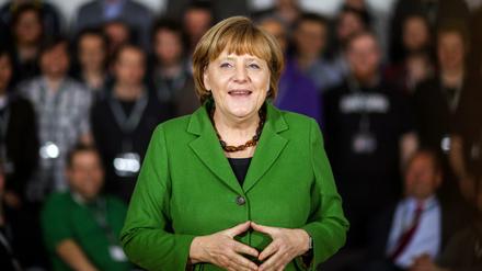 Angela Merkel bei einem Besuch eines Start-up-Unternehmens. 
