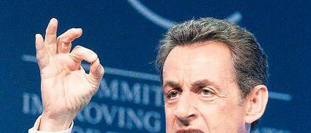 Gegen Zocker. Nicolas Sarkozy kündigte in Davos eine Initiative der G -20-Länder gegen die Spekulation an den Rohstoffmärkten an. Foto: Reuters