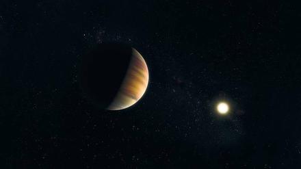 Der sonnenähnliche Stern 51 Pegasi (rechts) und sein Exoplanet, der heute den Namen Dimidium trägt.
