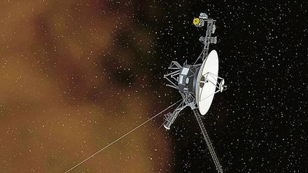 Mit einer Geschwindigkeit von gut 61.000 Kilometern pro Stunde verließ Voyager 1 im August 2012 die Heliopause. Illustration: Nasa/JPL-Caltech